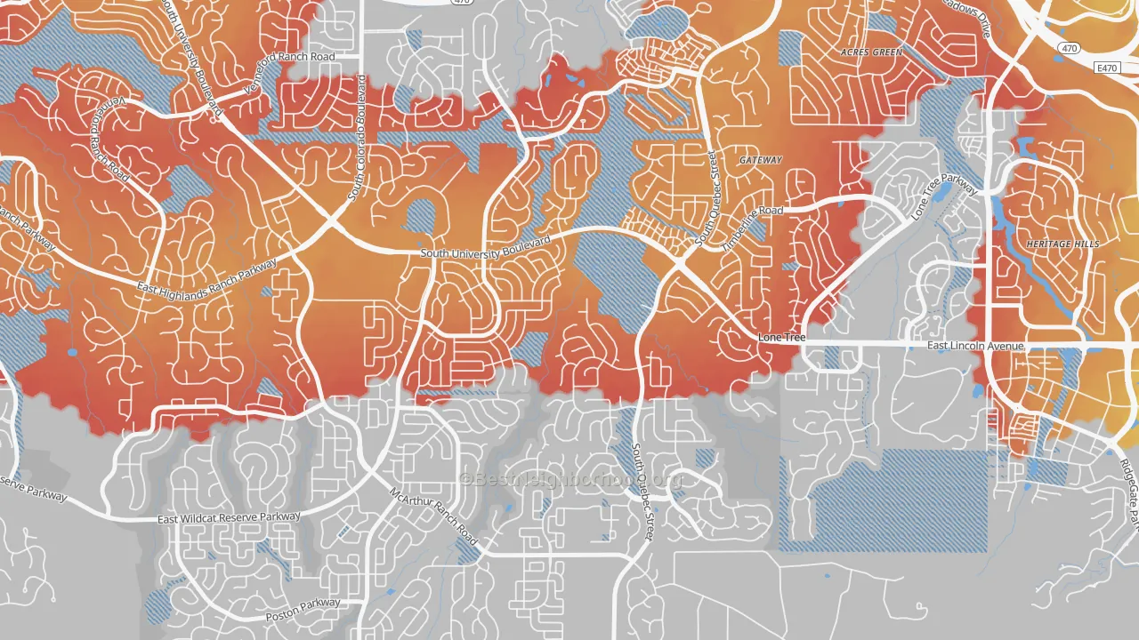 Transit Grade map of 80130, CO