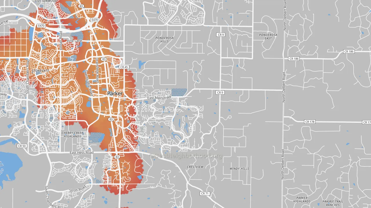 Transit Grade map of 80138, CO
