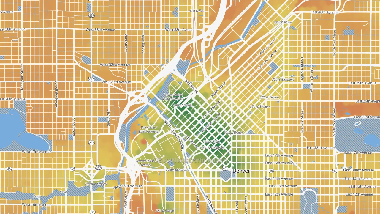 Transit Grade map of 80202, CO