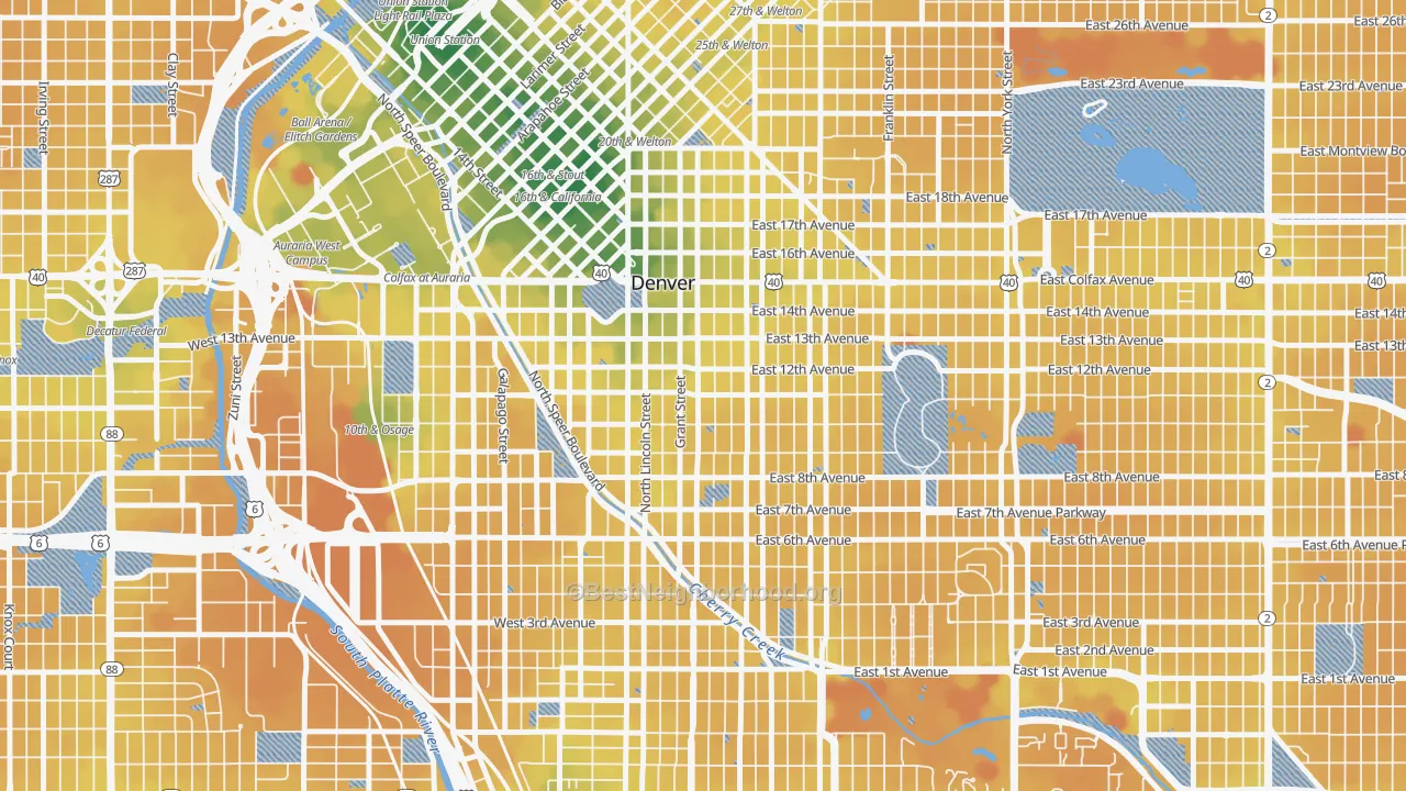 Transit Grade map of 80203, CO