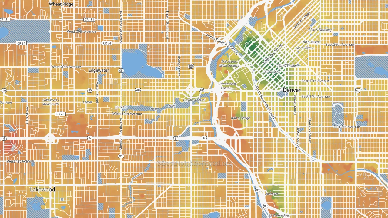 Transit Grade map of 80204, CO