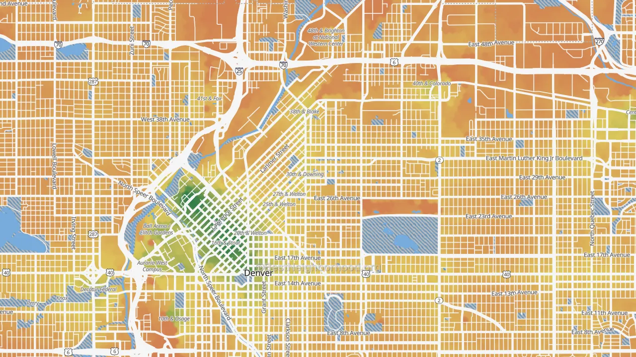 Transit Grade map of 80205, CO