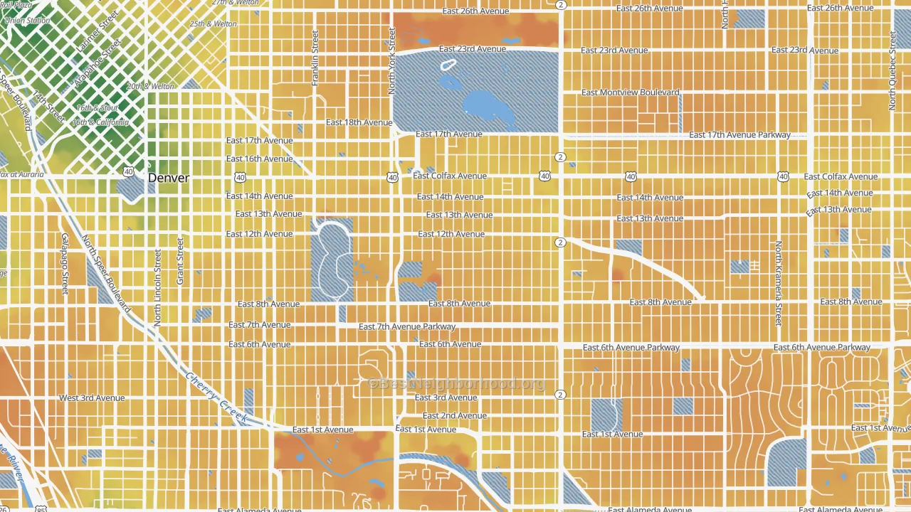 Transit Grade map of 80206, CO
