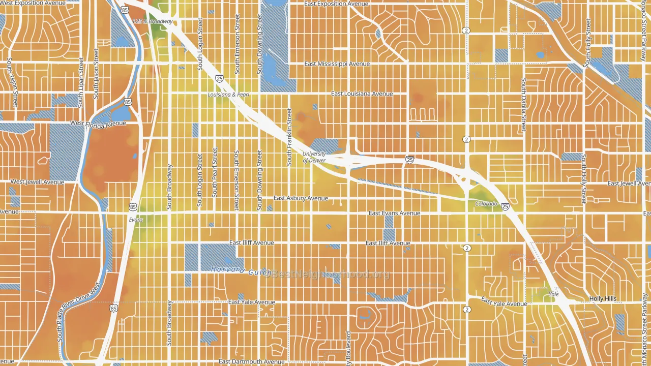 Transit Grade map of 80208, CO