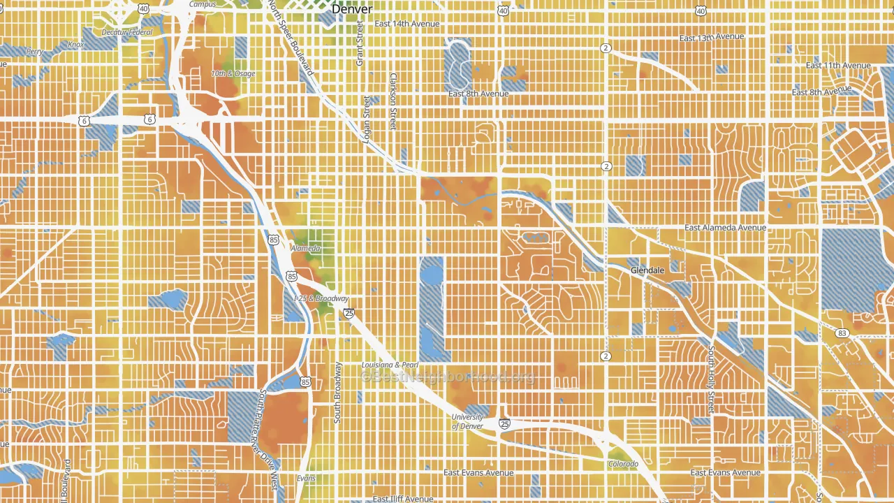 Transit Grade map of 80209, CO