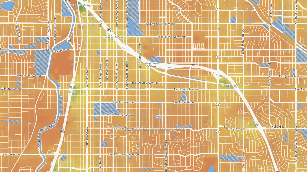 Transit Grade map of 80210, CO