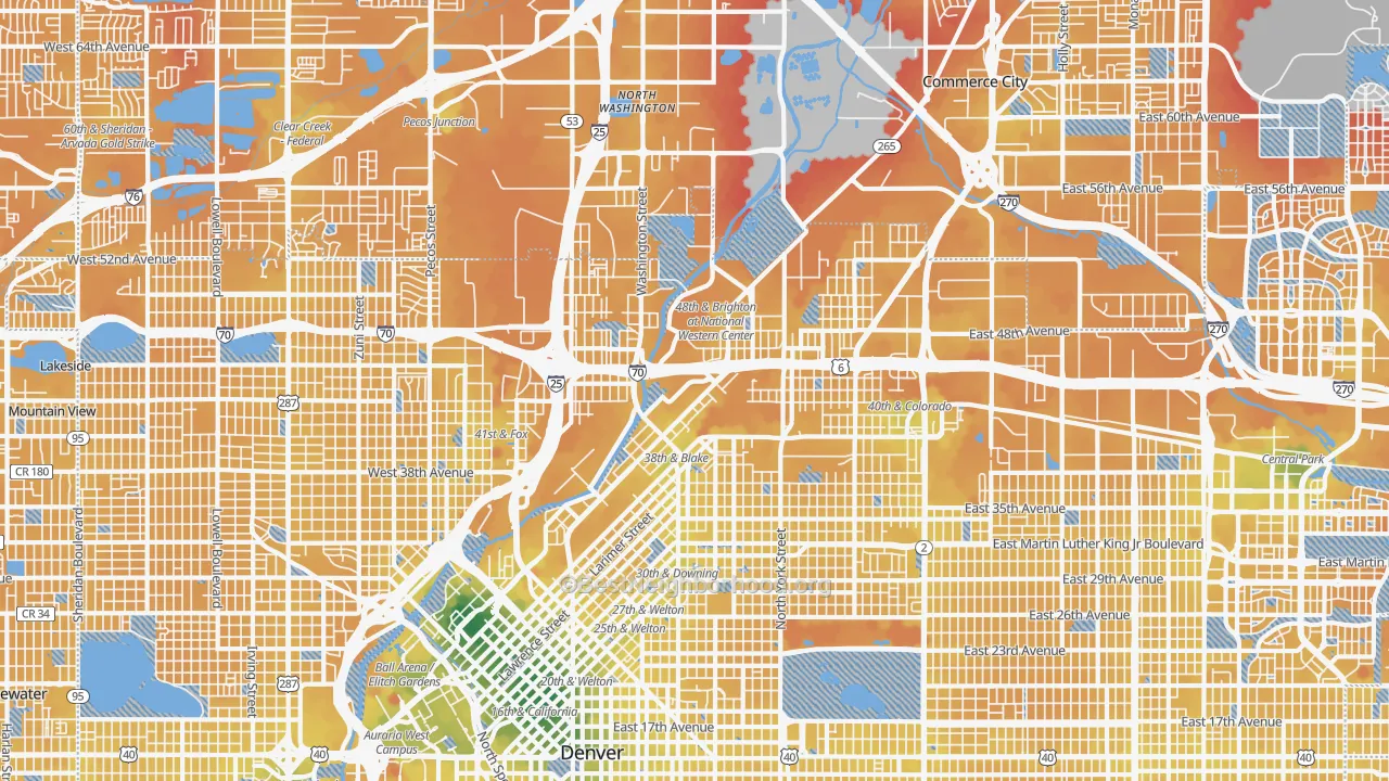 Transit Grade map of 80216, CO