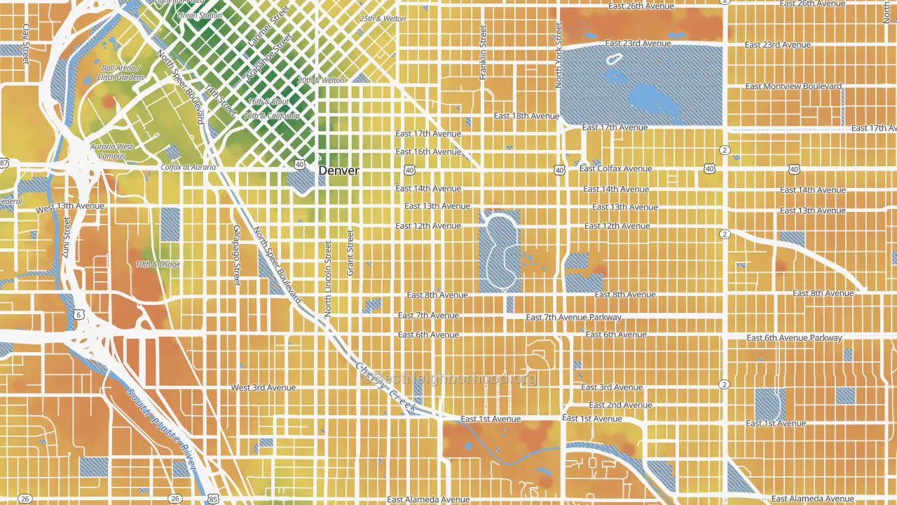 Transit Grade map of 80218, CO
