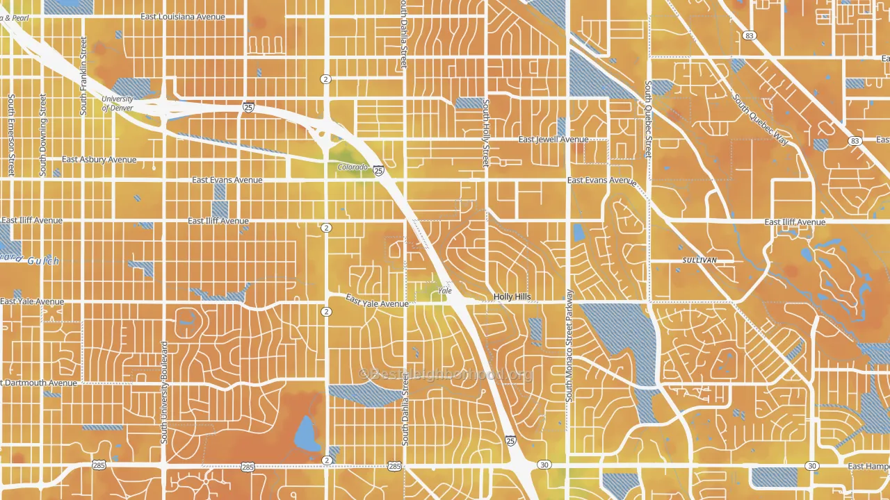 Transit Grade map of 80222, CO