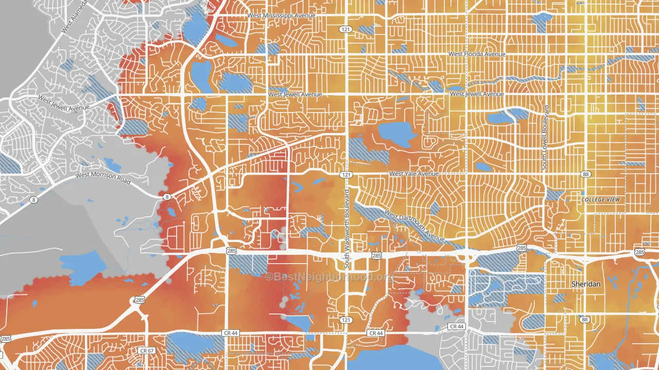 Transit Grade map of 80227, CO