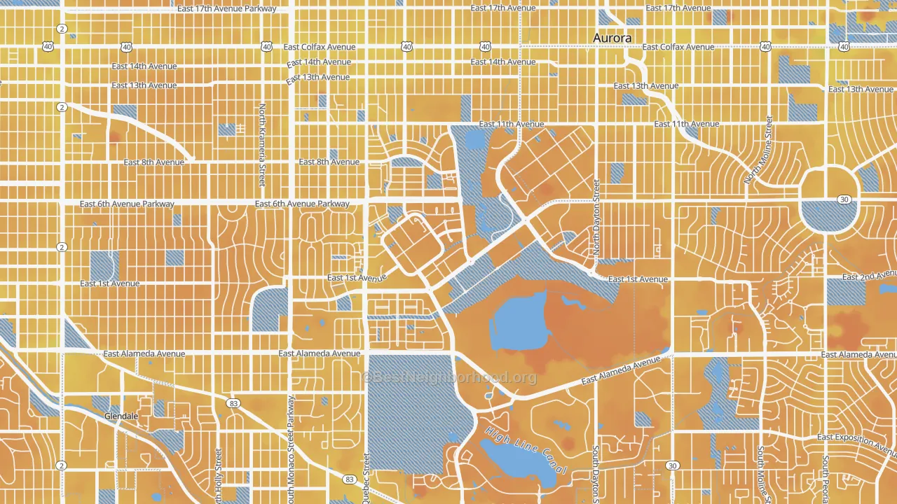 Transit Grade map of 80230, CO