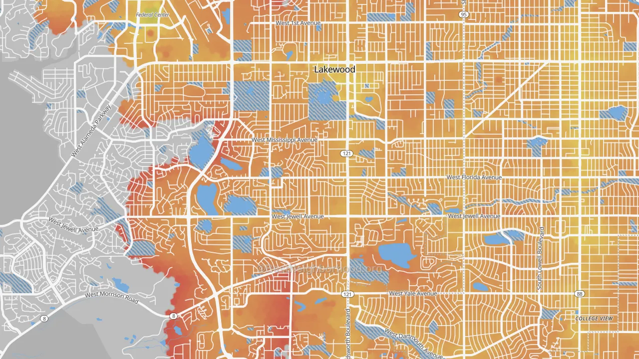 Transit Grade map of 80232, CO