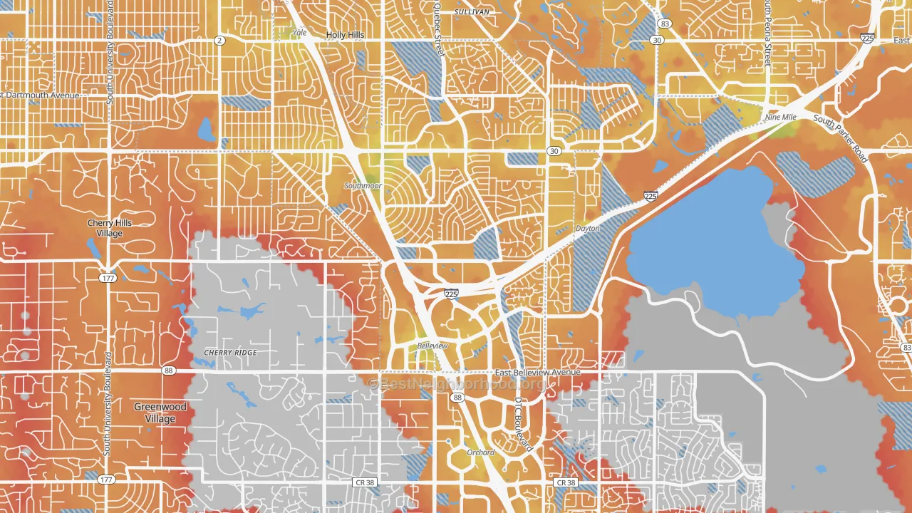 Transit Grade map of 80237, CO