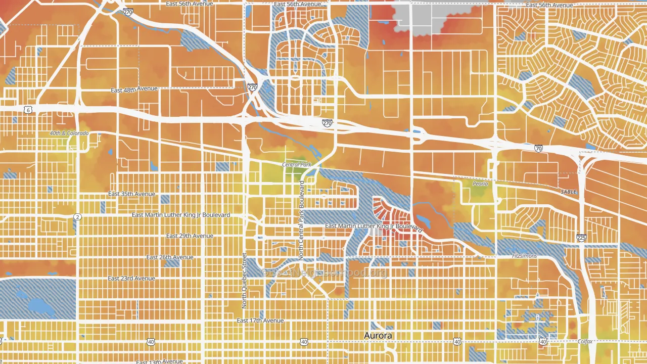Transit Grade map of 80238, CO