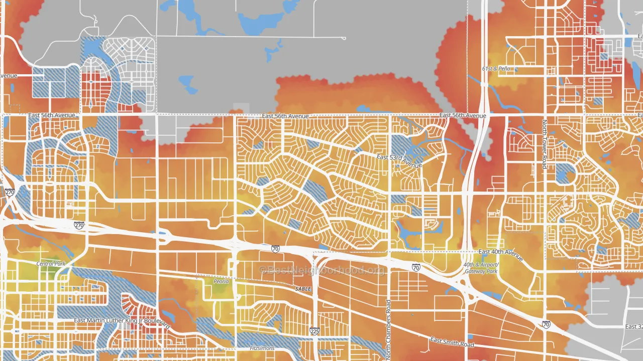 Transit Grade map of 80239, CO