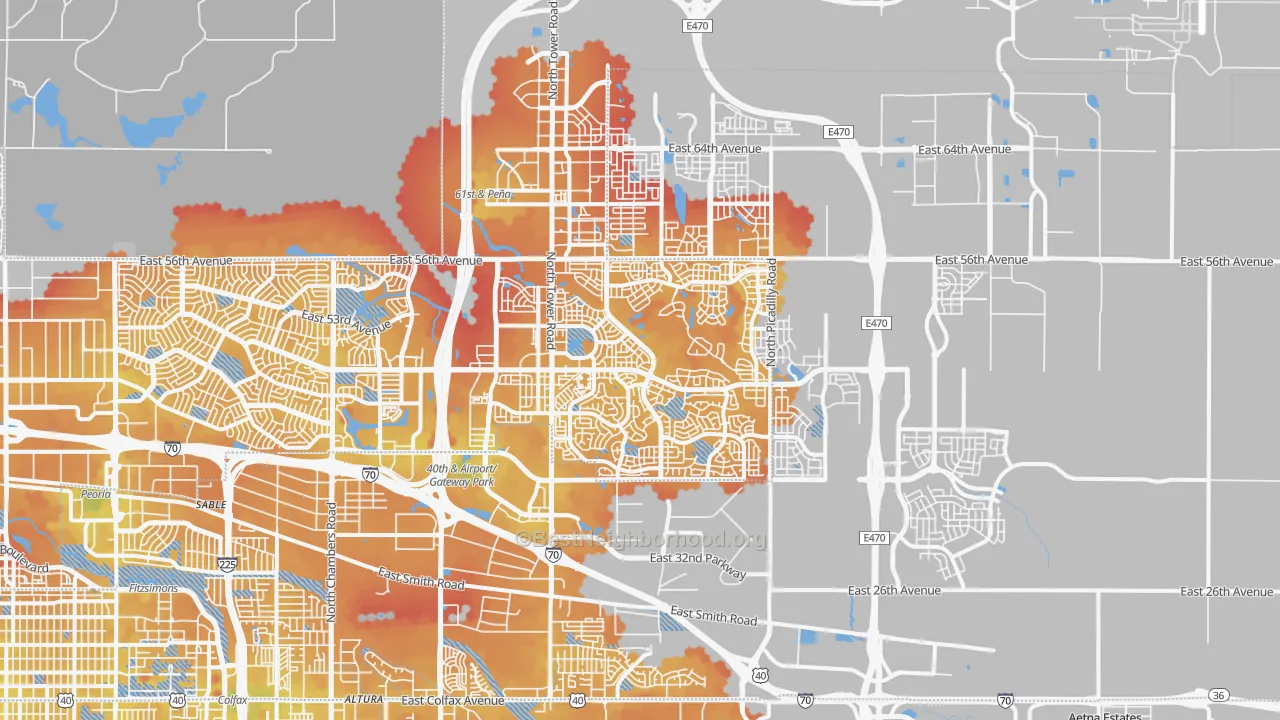 Transit Grade map of 80249, CO