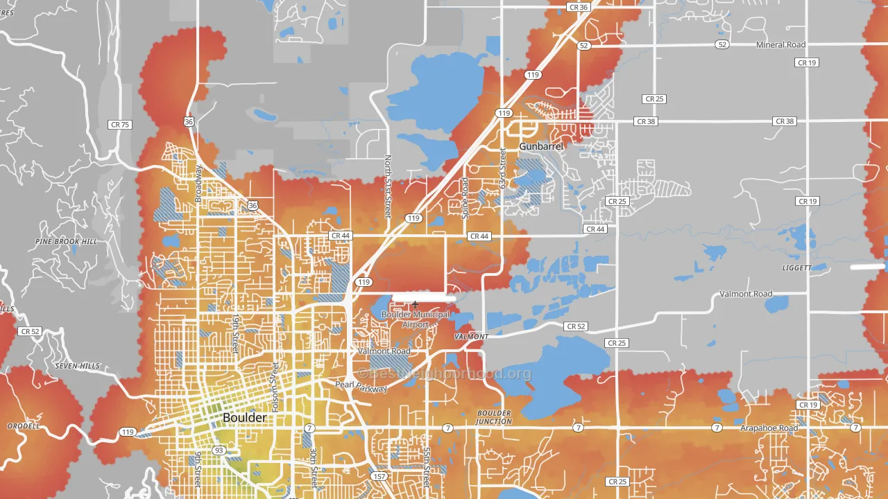 Transit Grade map of 80301, CO