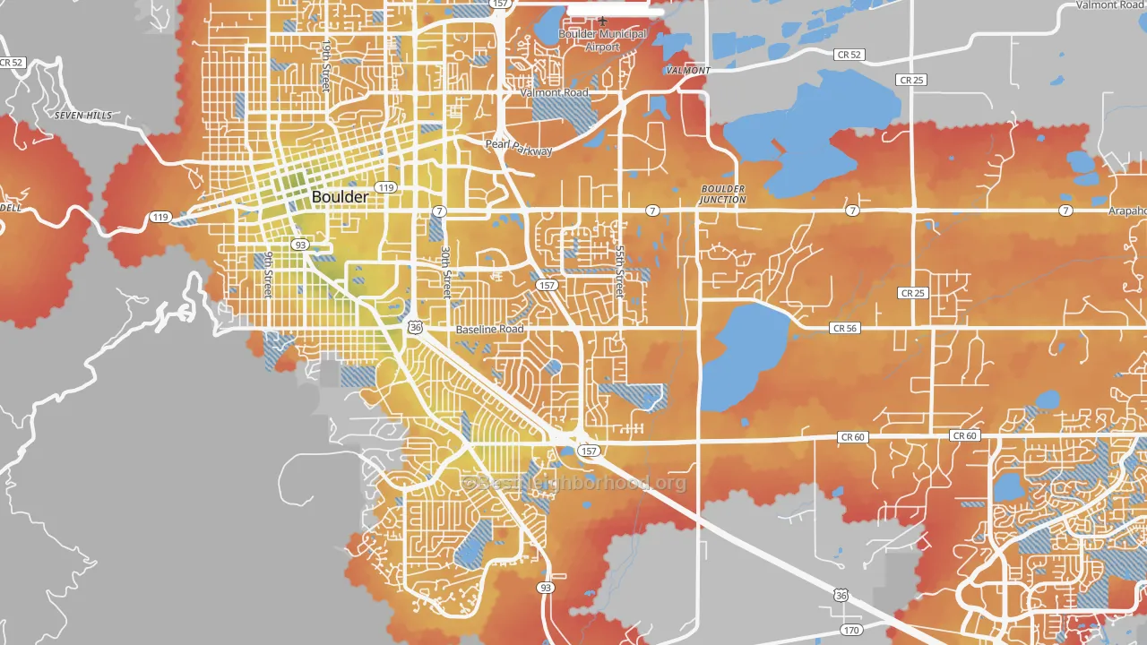 Transit Grade map of 80303, CO
