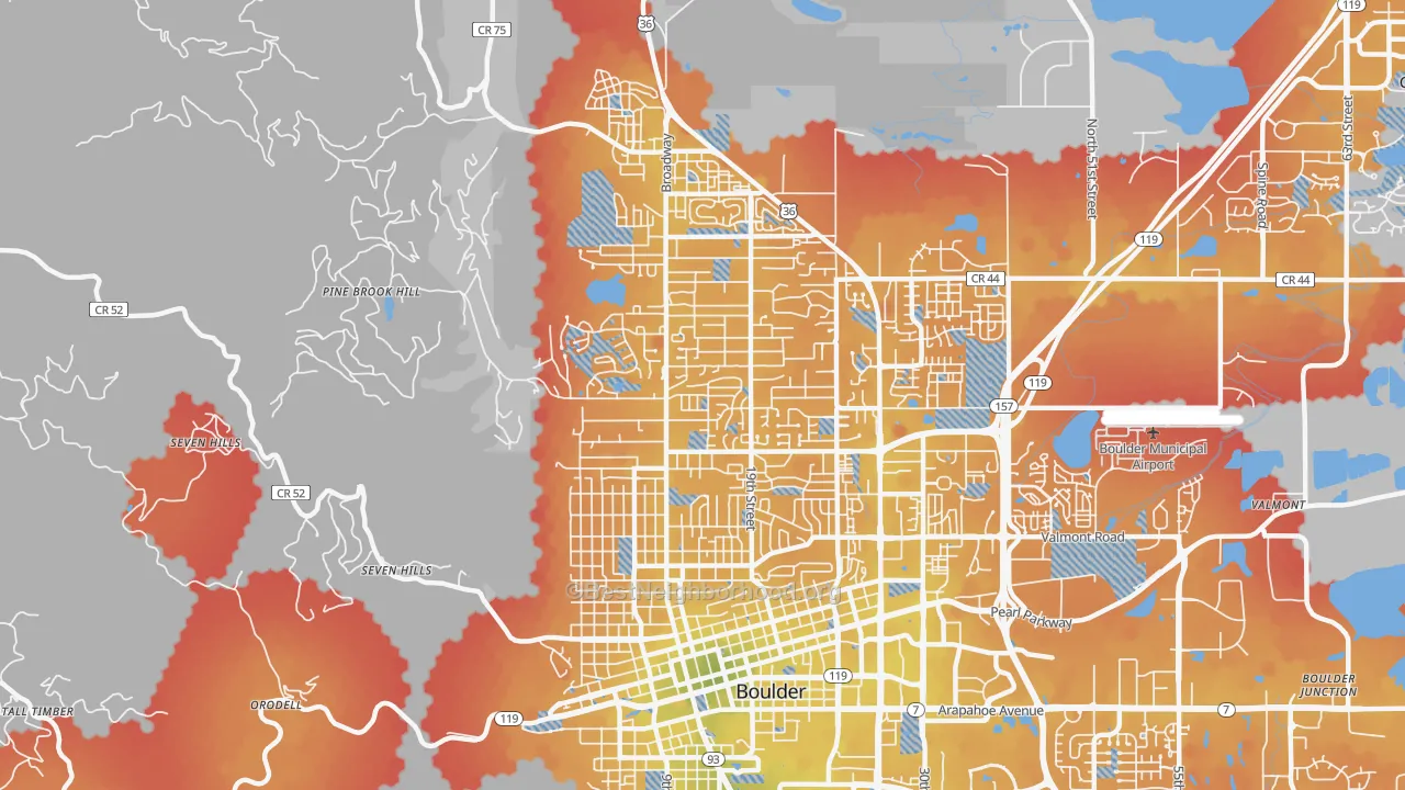 Transit Grade map of 80304, CO