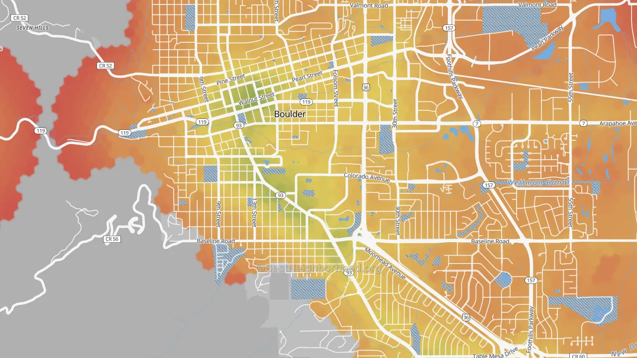 Transit Grade map of 80309, CO