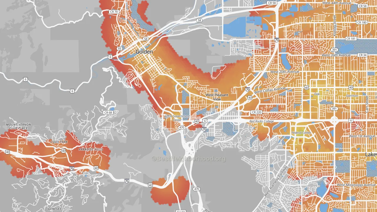 Transit Grade map of 80401, CO