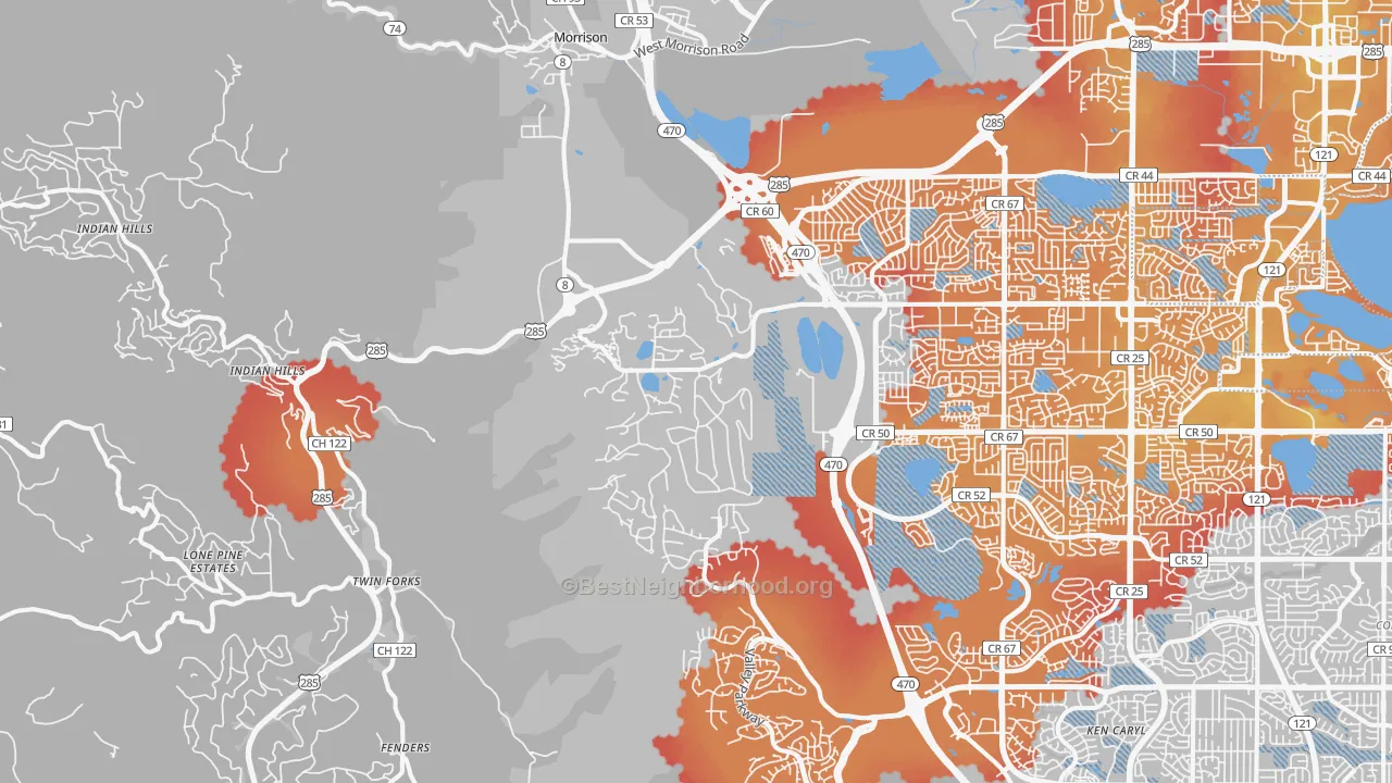 Transit Grade map of 80465, CO