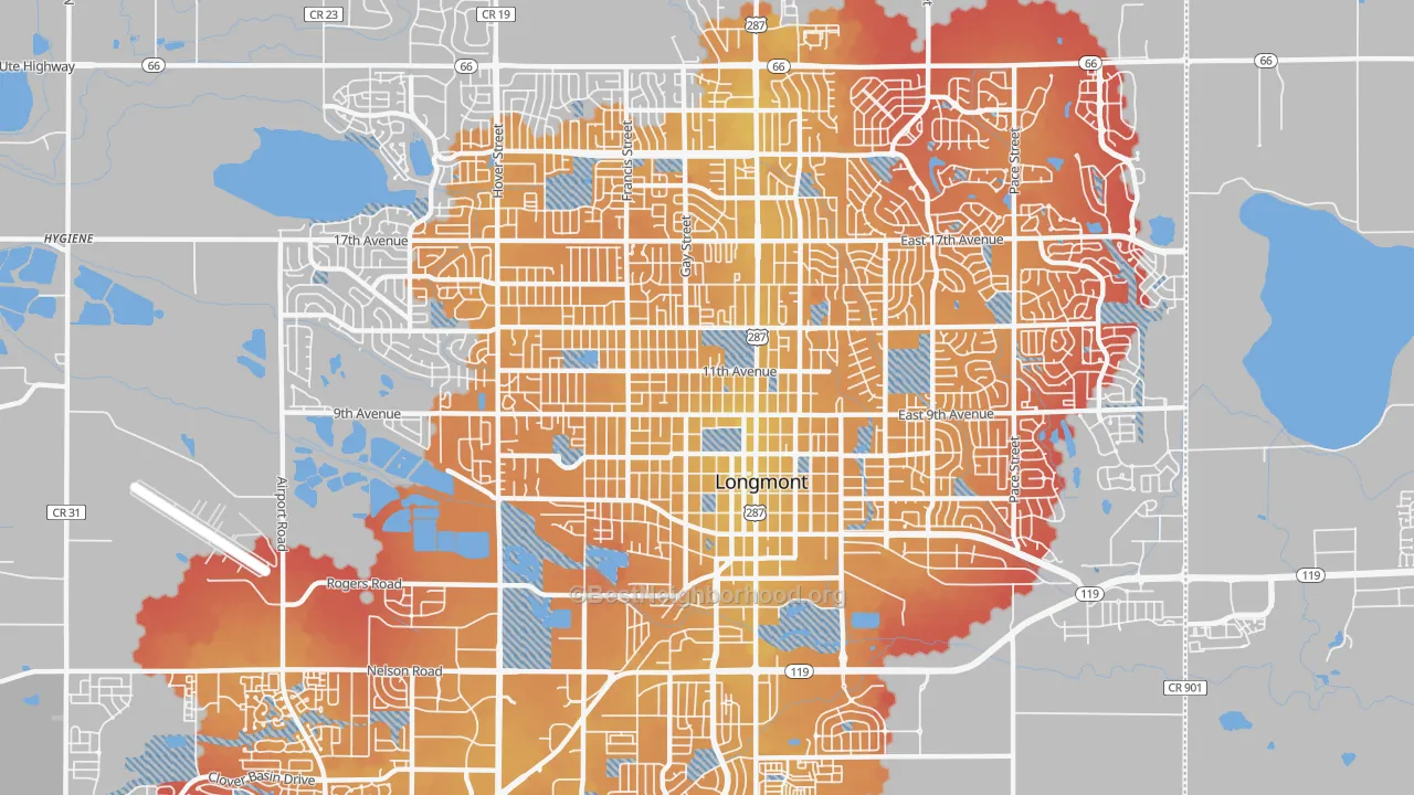 Transit Grade map of 80501, CO