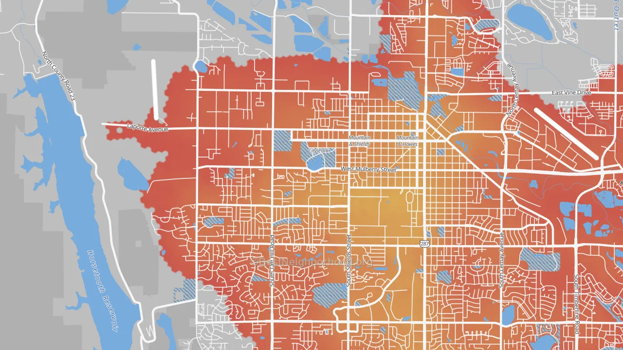 Transit Grade map of 80521, CO