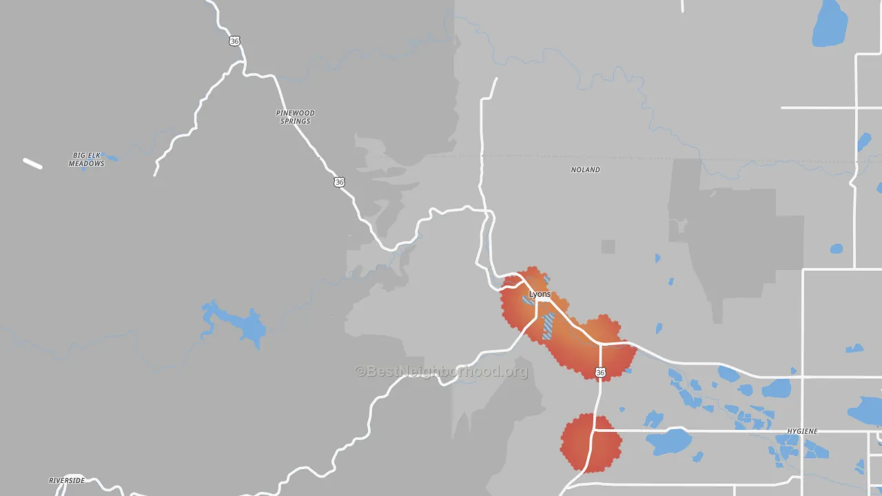 Transit Grade map of 80540, CO