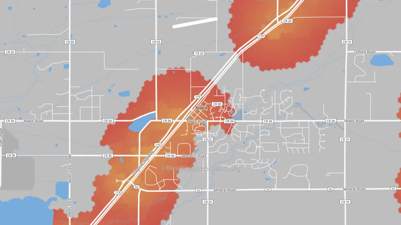 Transit Grade map of 80544, CO