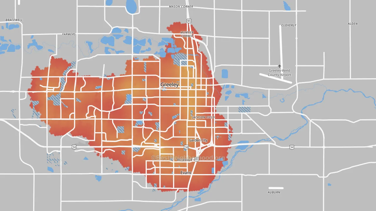 Transit Grade map of 80631, CO
