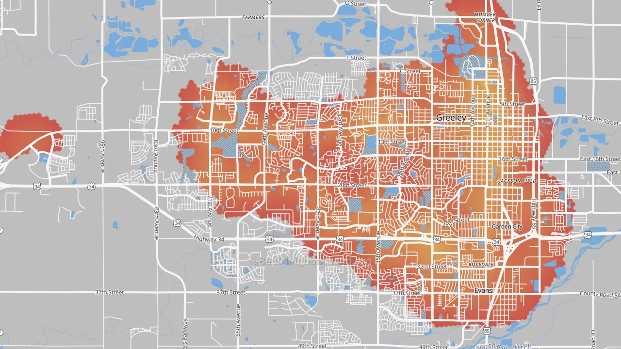 Transit Grade map of 80634, CO