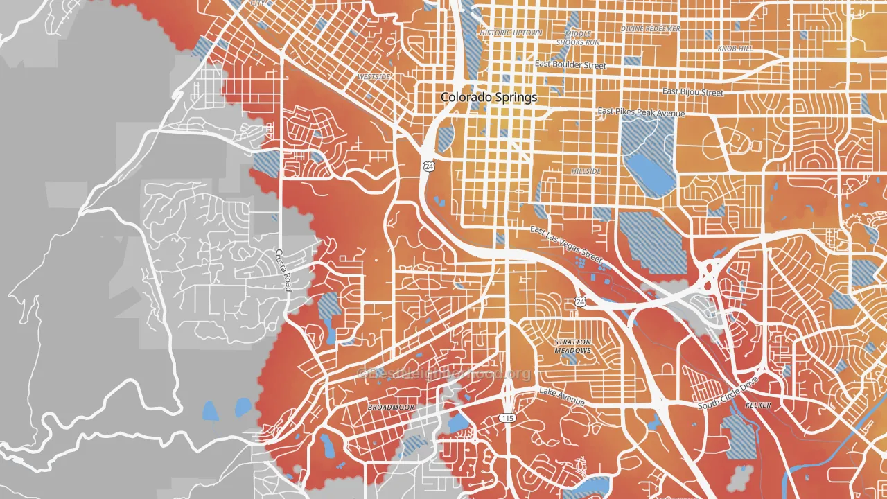 Transit Grade map of 80905, CO
