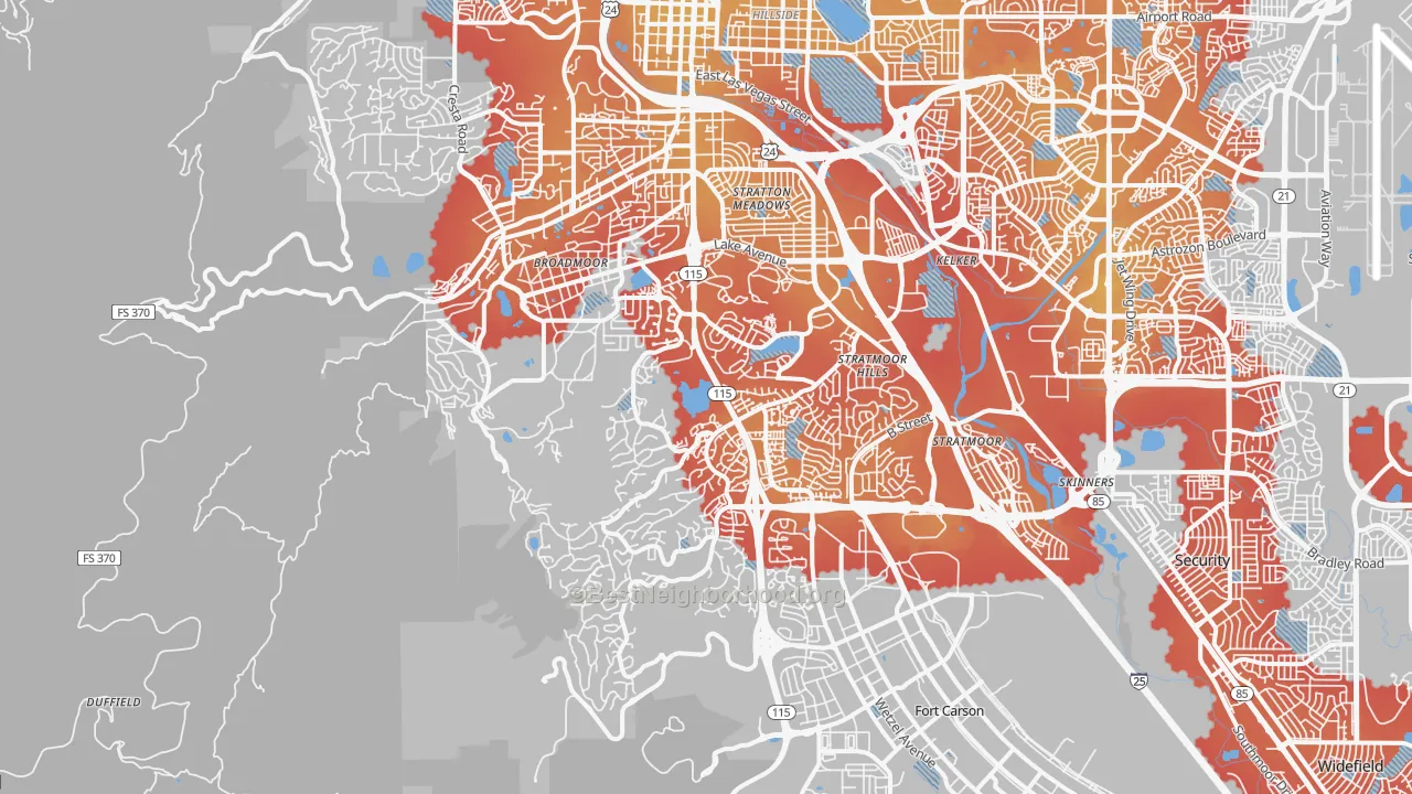 Transit Grade map of 80906, CO