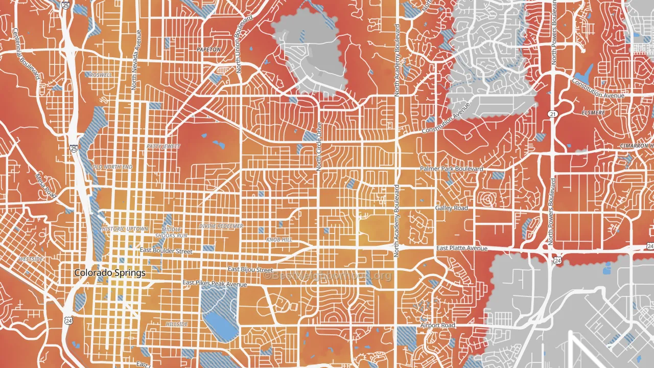 Transit Grade map of 80909, CO