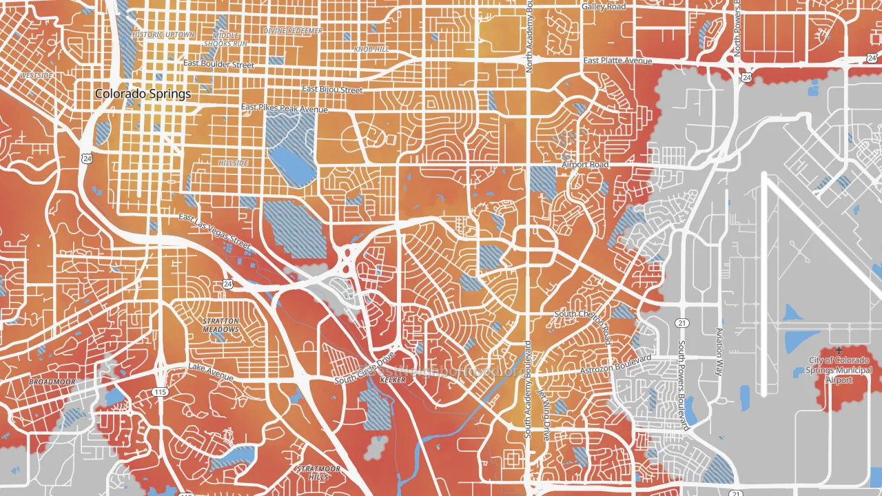 Transit Grade map of 80910, CO