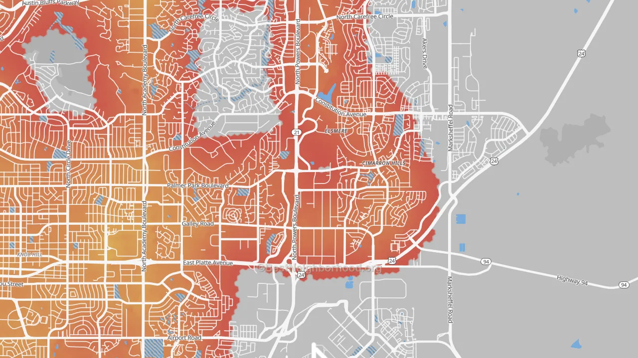 Transit Grade map of 80915, CO