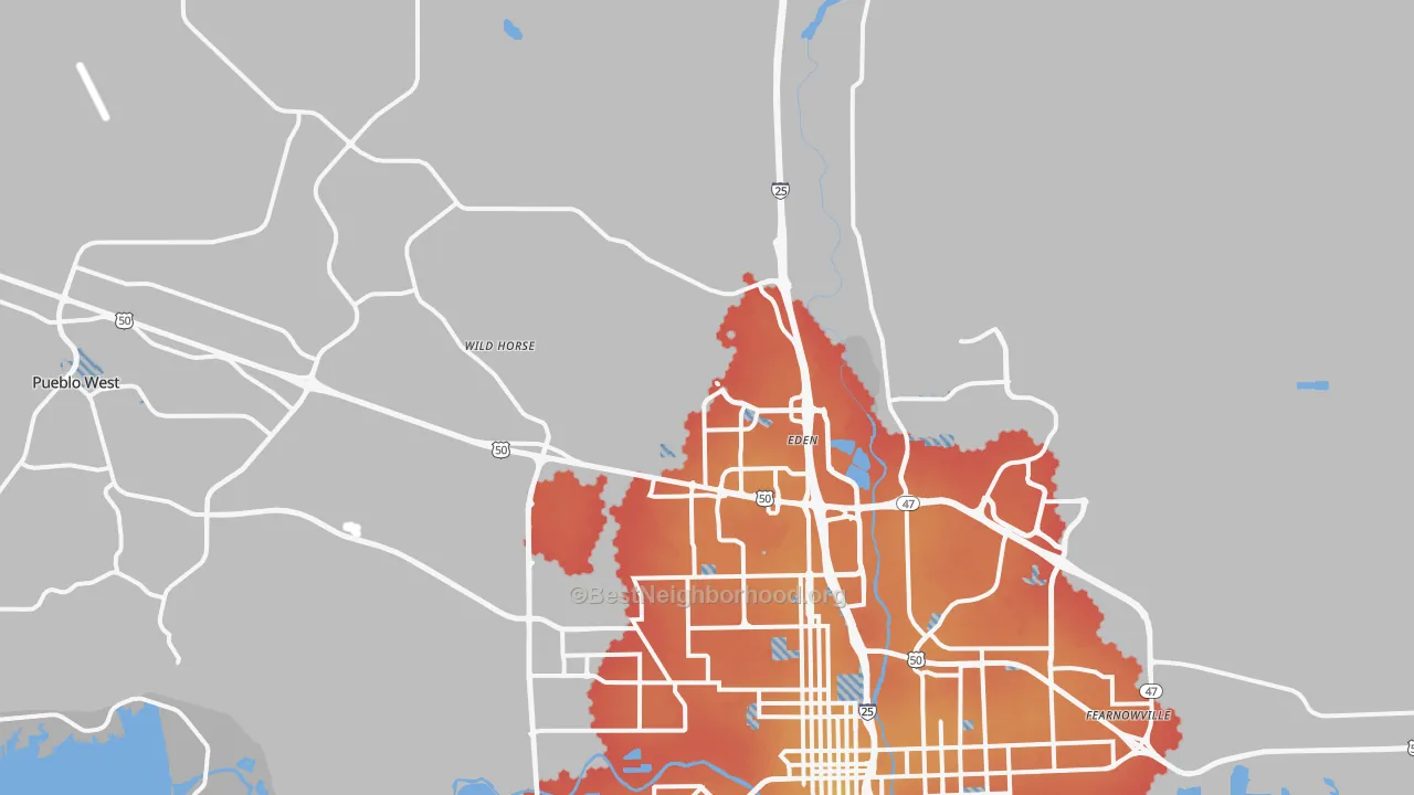Transit Grade map of 81008, CO