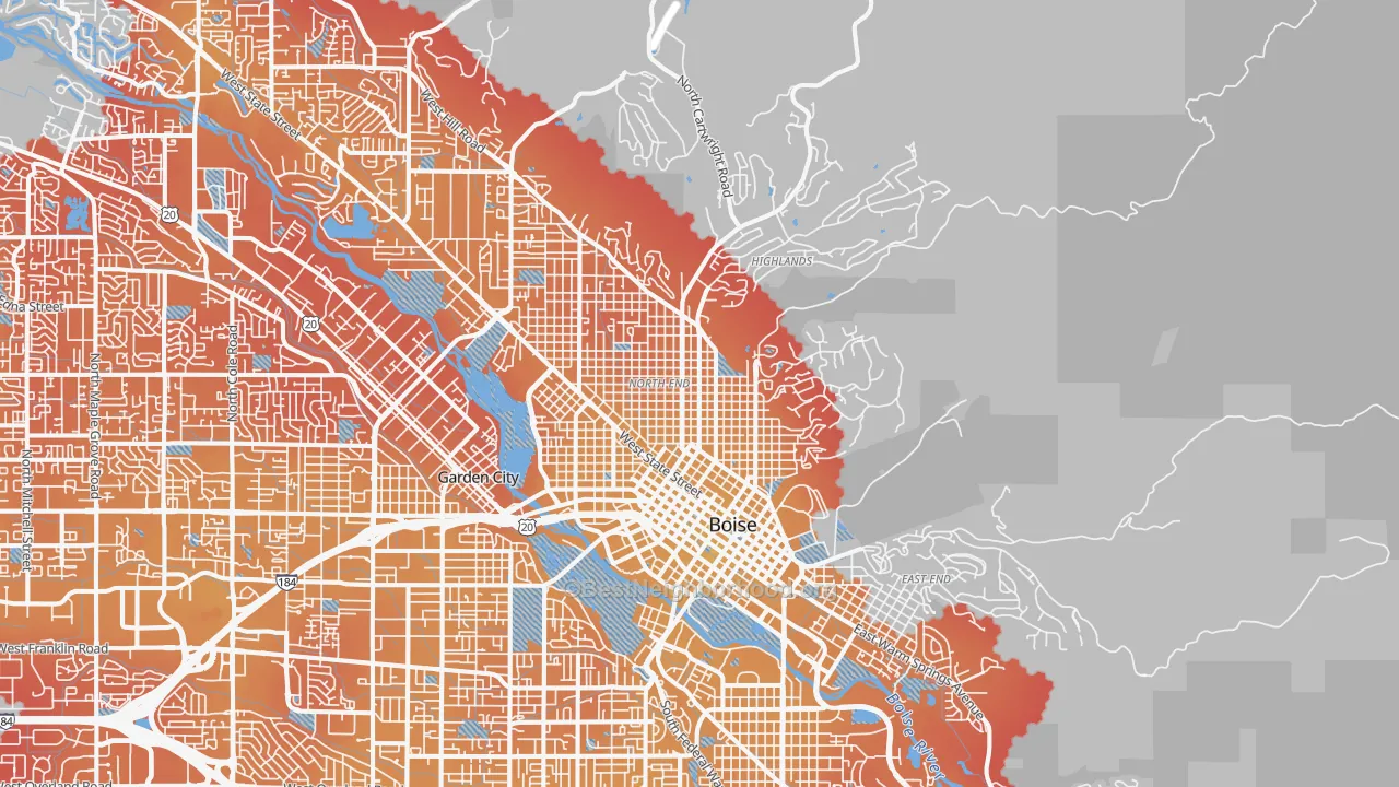 Transit Grade map of 83702, ID