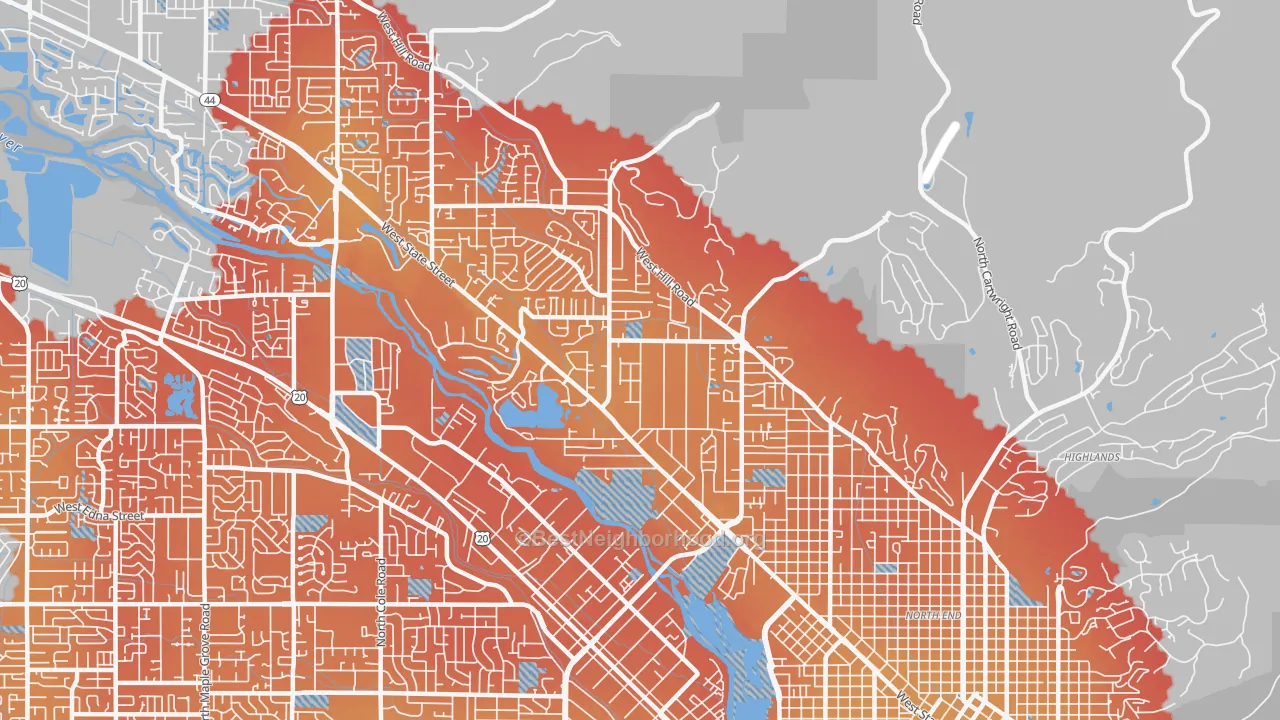 Transit Grade map of 83703, ID