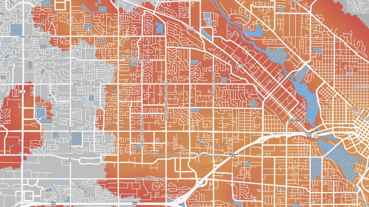 Transit Grade map of 83704, ID