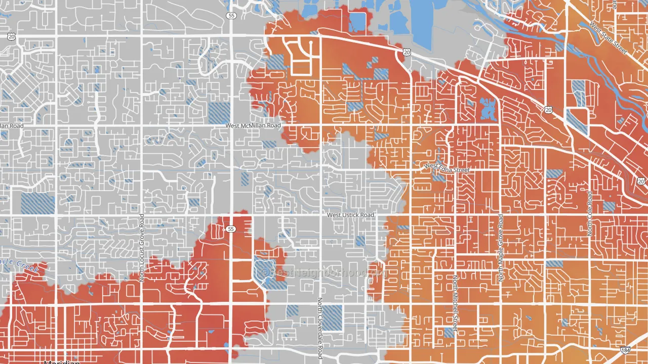 Transit Grade map of 83713, ID