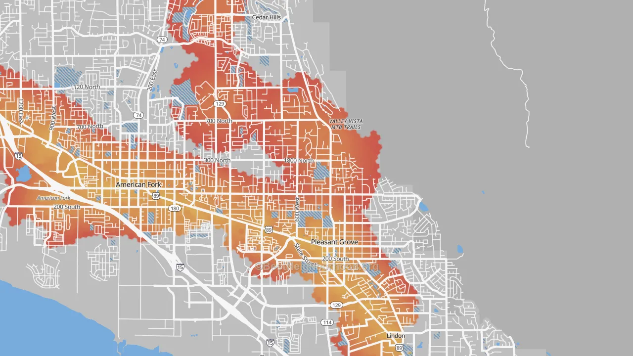 Transit Grade map of 84062, UT