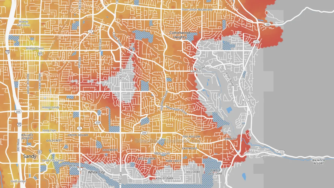 Transit Grade map of 84093, UT
