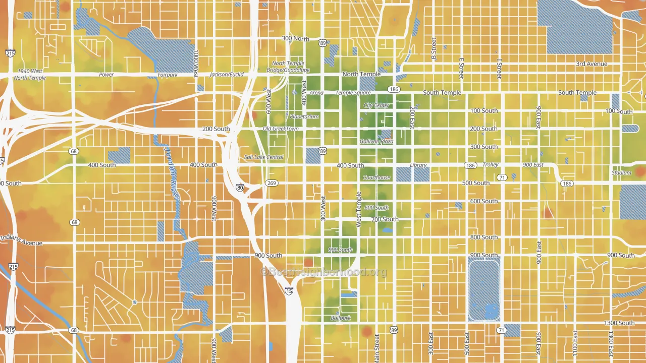 Transit Grade map of 84101, UT