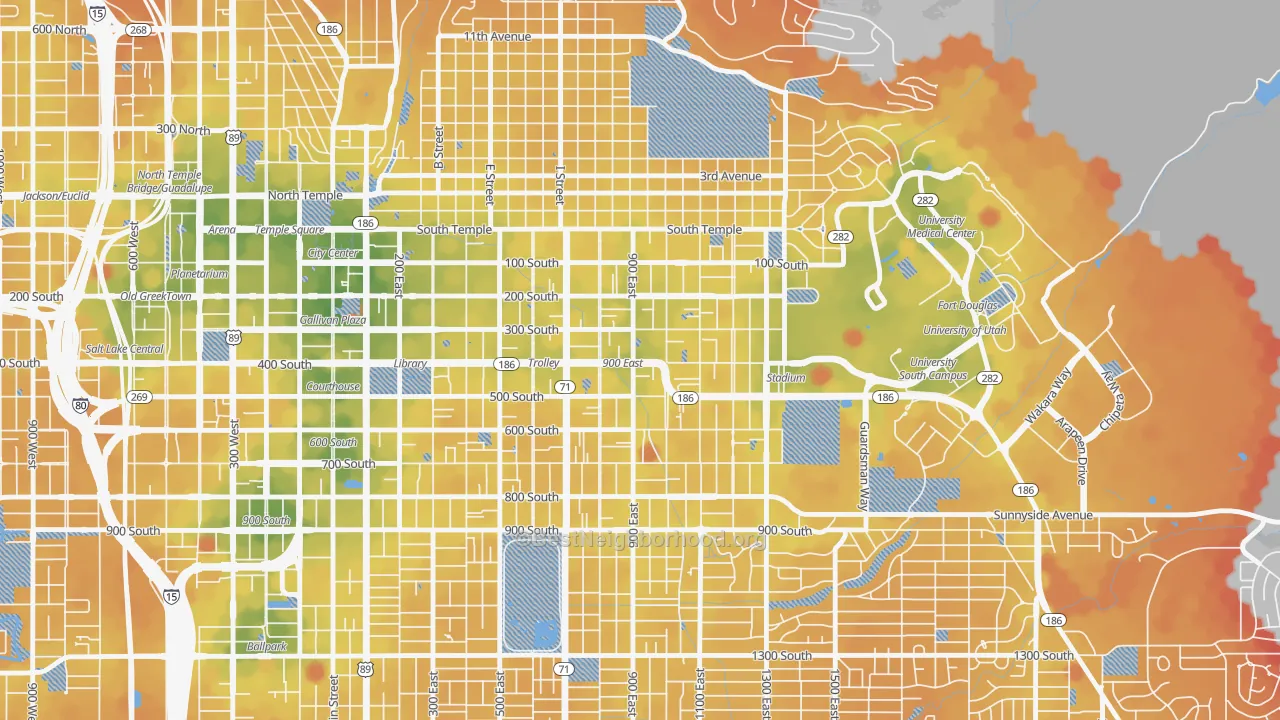 Transit Grade map of 84102, UT