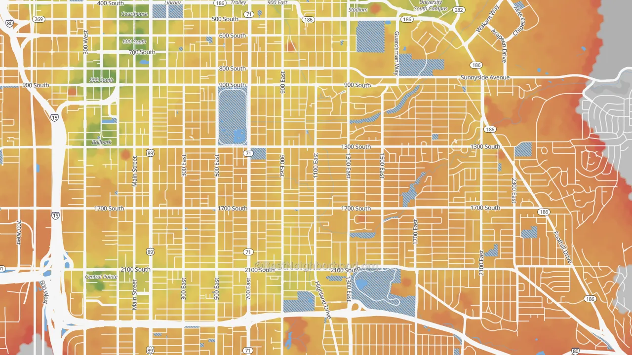 Transit Grade map of 84105, UT