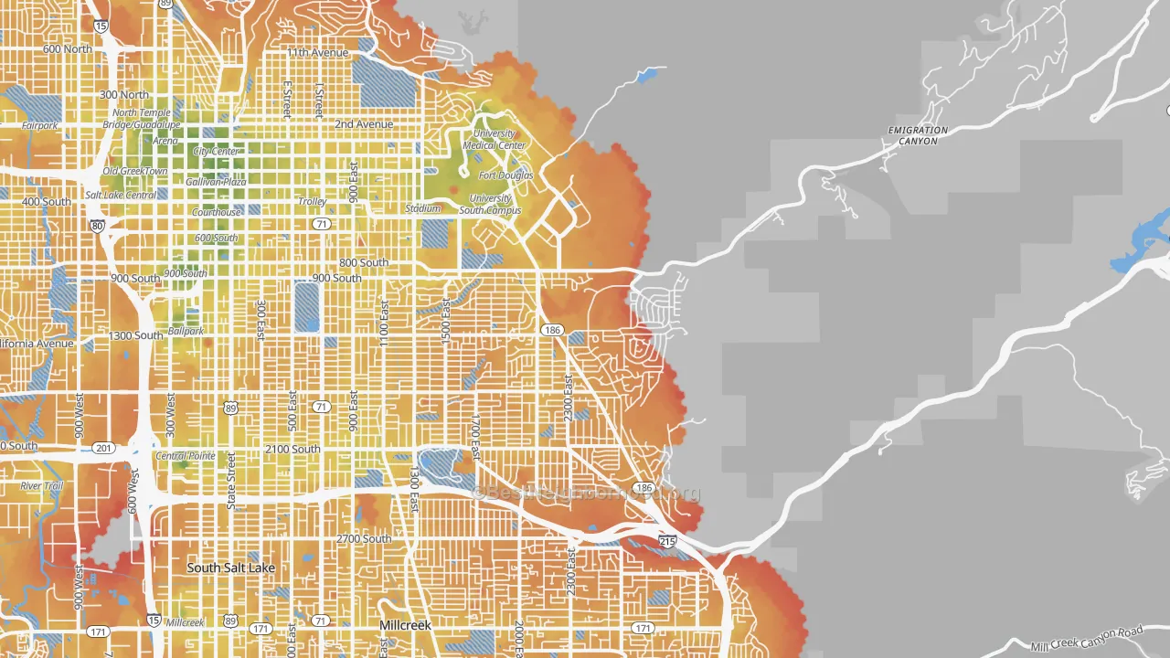 Transit Grade map of 84108, UT