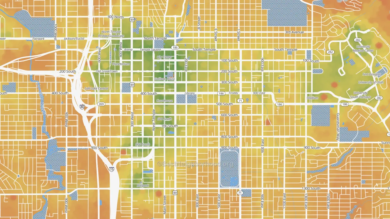 Transit Grade map of 84111, UT