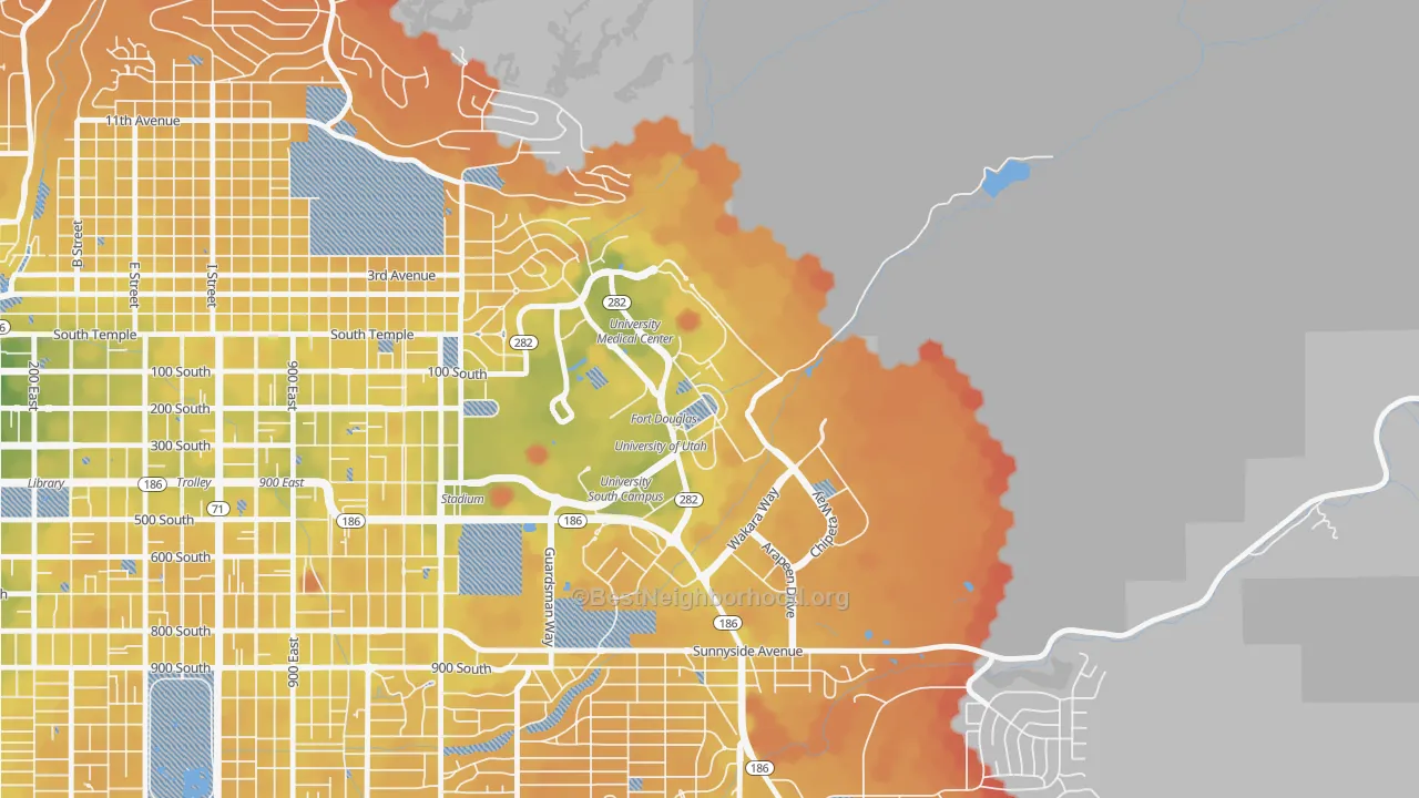 Transit Grade map of 84112, UT